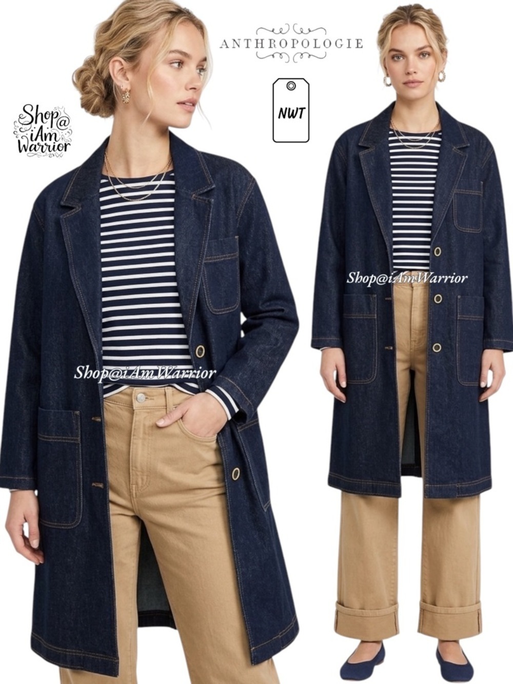Anthropologie Pilcro NWT dark wash denim trench coat *shop@iamwarrior